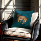 Tiger | Sustainable Velvet Cushion - Teal 40 x 40 cm Standard by Izabela Peters