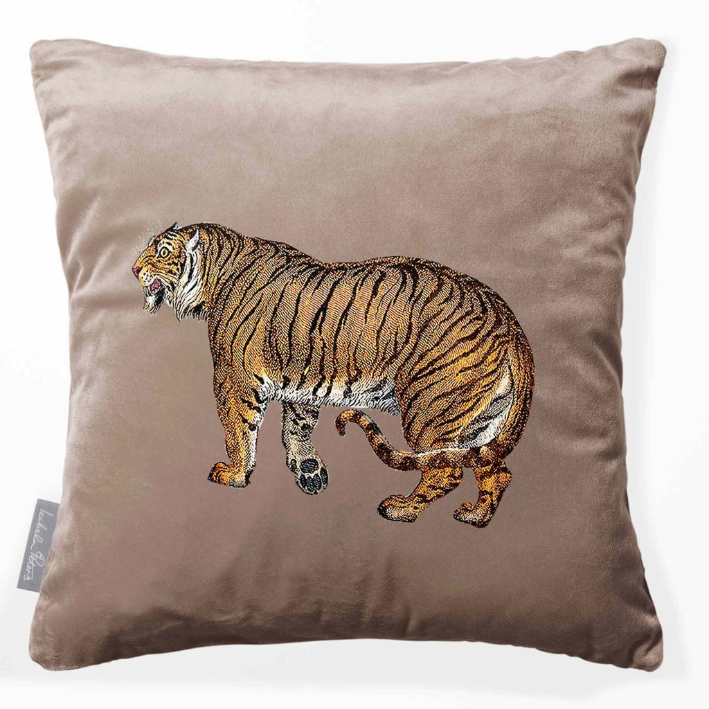 Tiger | Sustainable Velvet Cushion - Dovedale Stone 40 x 40 cm Smooth by Izabela Peters