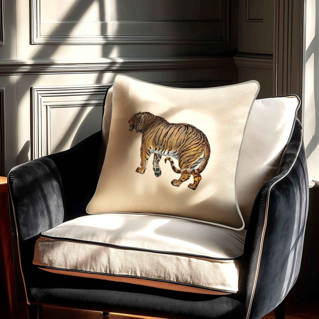 Tiger | Sustainable Velvet Cushion - Ivory Cream 40 x 40 cm Standard by Izabela Peters