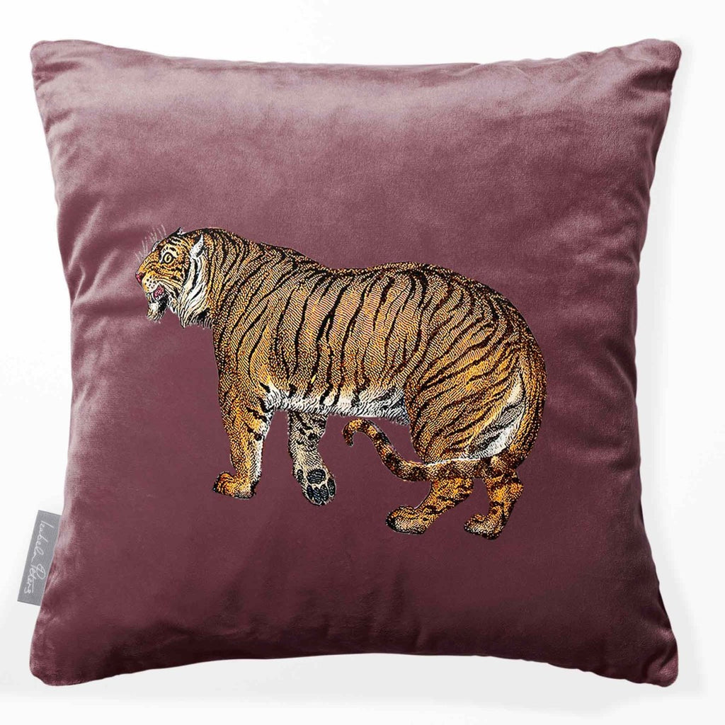 Tiger | Sustainable Velvet Cushion - Italian Grape 40 x 40 cm Smooth by Izabela Peters