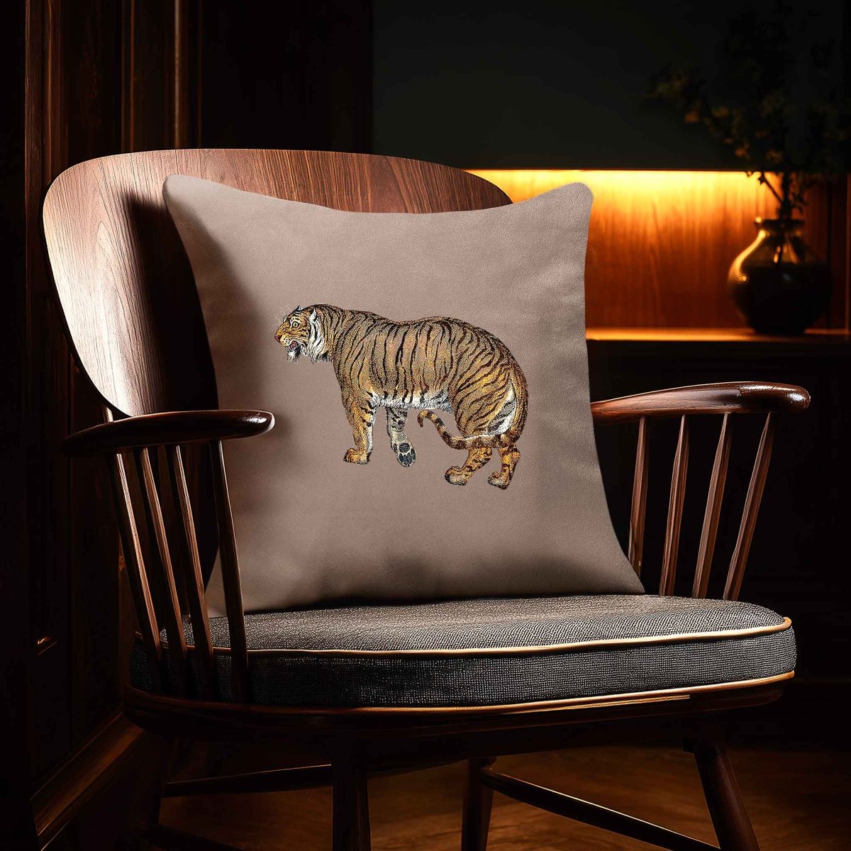Tiger | Sustainable Velvet Cushion - Dovedale Stone 40 x 40 cm Standard by Izabela Peters