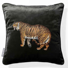 Tiger | Sustainable Velvet Cushion - Charcoal 40 x 40 cm Piped by Izabela Peters