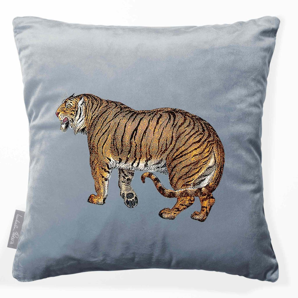 Tiger | Sustainable Velvet Cushion - French Grey 40 x 40 cm Smooth by Izabela Peters