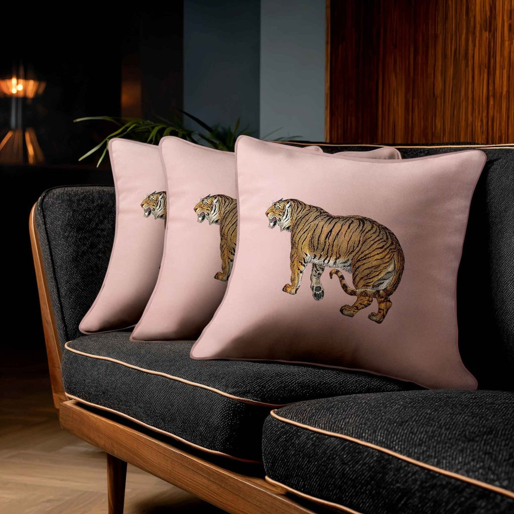 Tiger | Sustainable Velvet Cushion - Rosewater 40 x 40 cm Standard by Izabela Peters