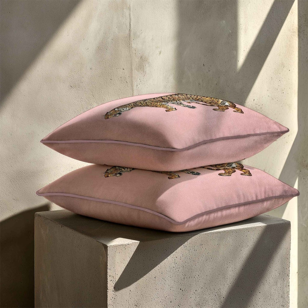 Tiger | Sustainable Velvet Cushion - Rosewater 40 x 40 cm Standard by Izabela Peters