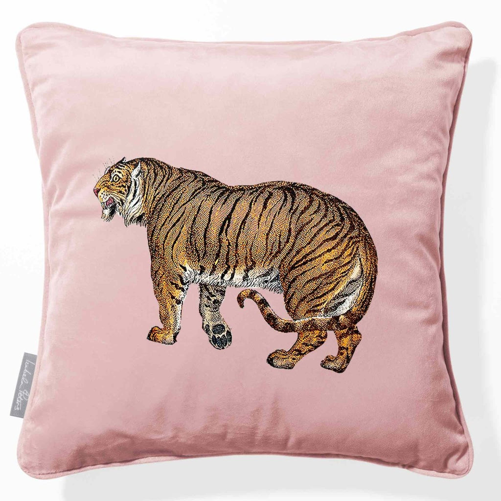 Tiger | Sustainable Velvet Cushion - Rosewater 40 x 40 cm Piped by Izabela Peters