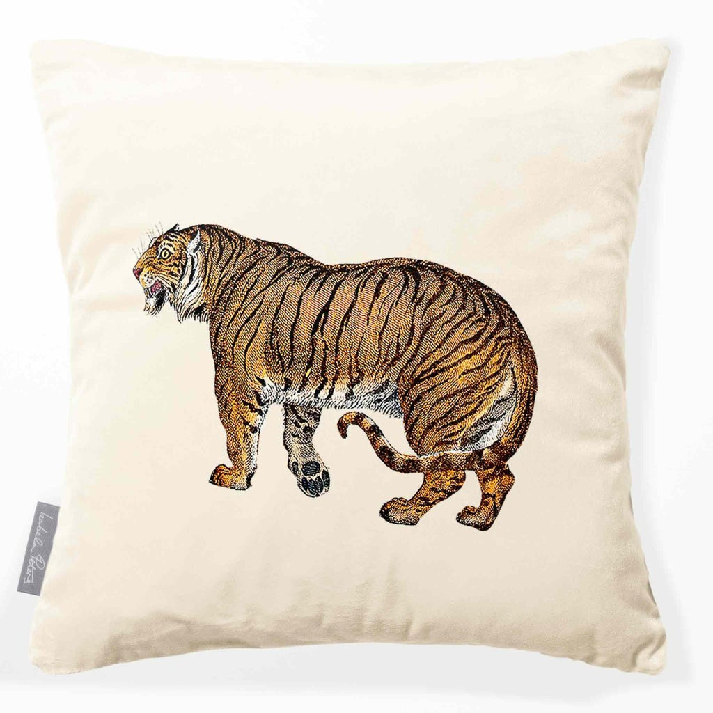 Tiger | Sustainable Velvet Cushion - Ivory Cream 40 x 40 cm Smooth by Izabela Peters