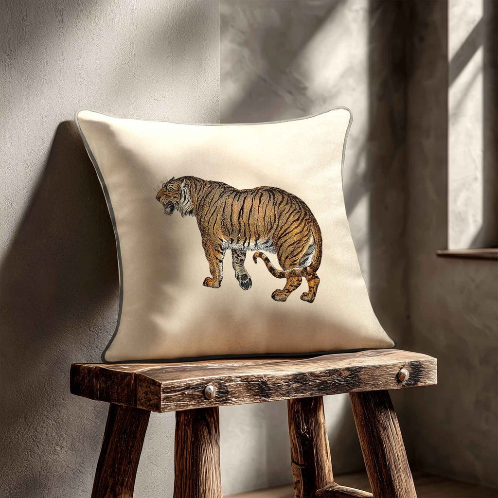 Tiger | Sustainable Velvet Cushion - Ivory Cream 40 x 40 cm Standard by Izabela Peters