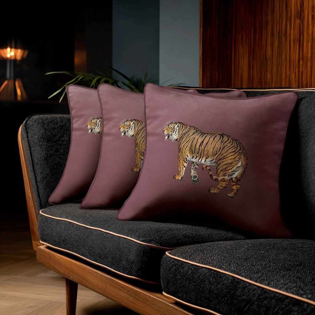 Tiger | Sustainable Velvet Cushion - Italian Grape 40 x 40 cm Standard by Izabela Peters