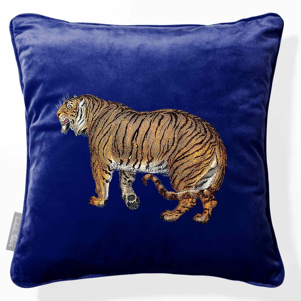 Tiger | Sustainable Velvet Cushion - Midnight 40 x 40 cm Piped by Izabela Peters