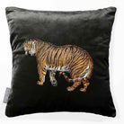Tiger | Sustainable Velvet Cushion - Charcoal 40 x 40 cm Smooth by Izabela Peters