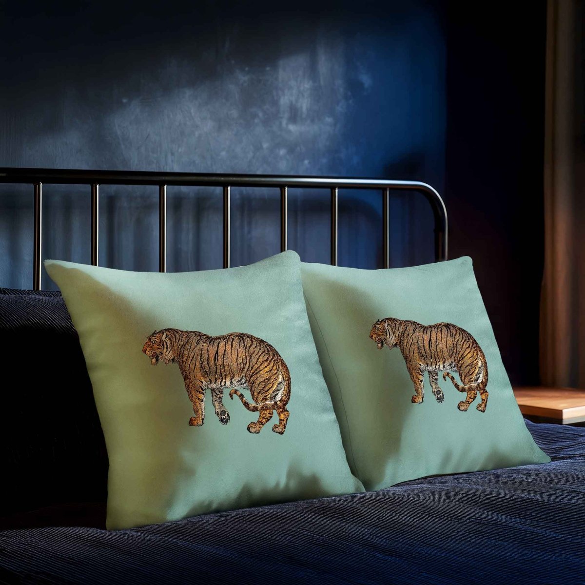 Tiger | Sustainable Velvet Cushion - Blue Surf 40 x 40 cm Standard by Izabela Peters