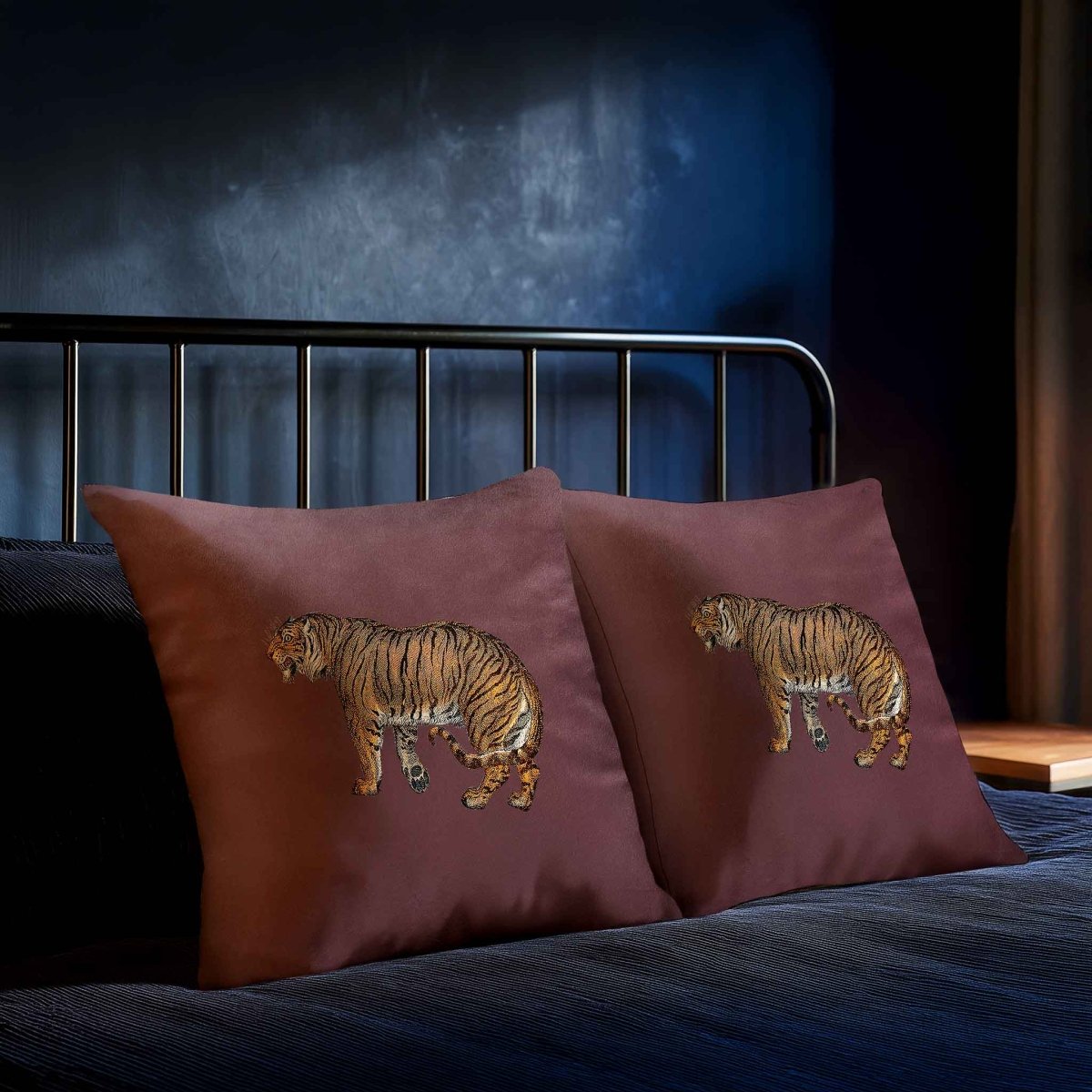 Tiger | Sustainable Velvet Cushion - Italian Grape 40 x 40 cm Standard by Izabela Peters