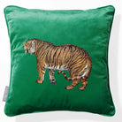 Tiger | Sustainable Velvet Cushion - Emerald Green 40 x 40 cm Piped by Izabela Peters