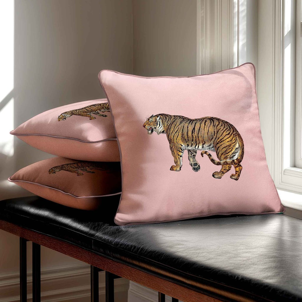 Tiger | Sustainable Velvet Cushion - Rosewater 40 x 40 cm Standard by Izabela Peters