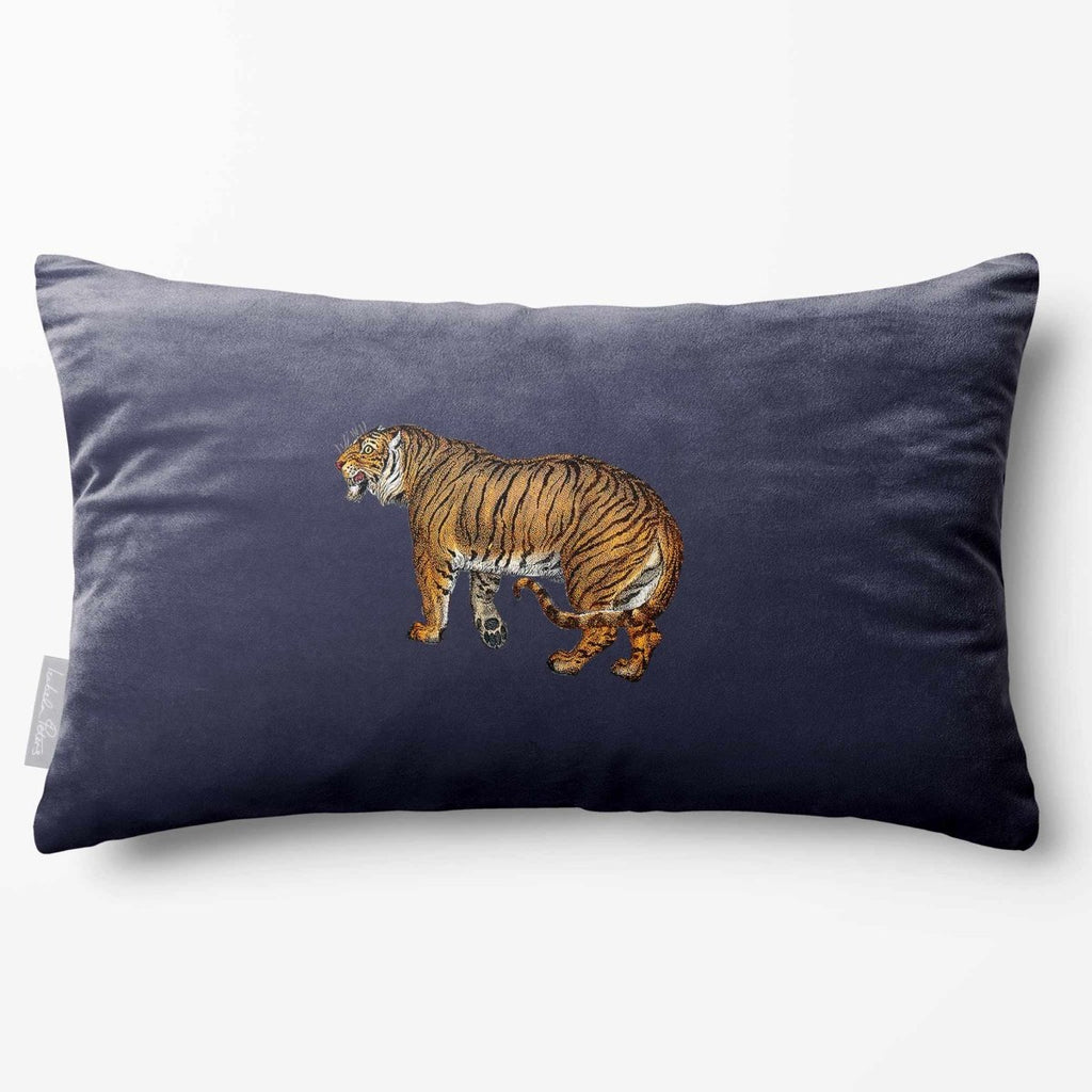 Tiger | Sustainable Velvet Rectangle Cushion - Graphite 50 x 30 cm Standard by Izabela Peters