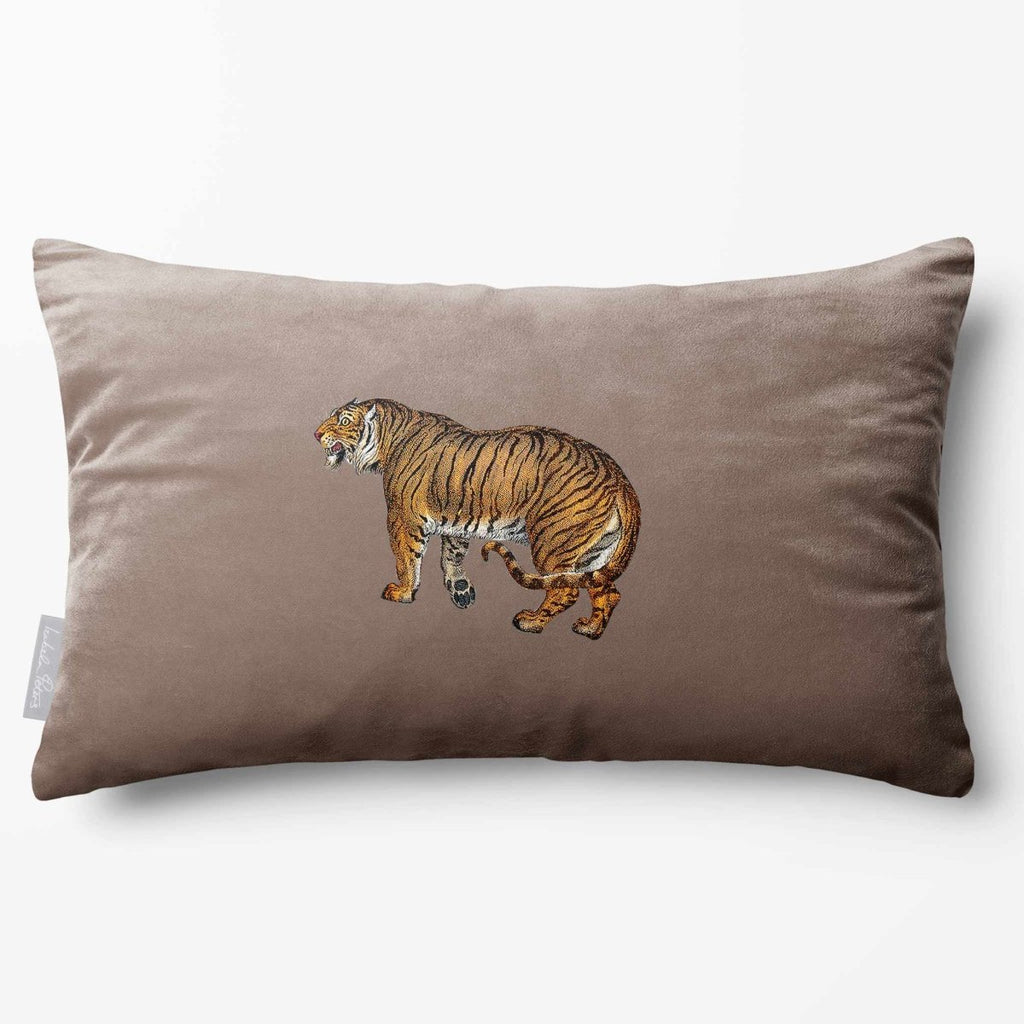Tiger | Sustainable Velvet Rectangle Cushion - Dovedale Stone 50 x 30 cm Standard by Izabela Peters