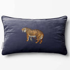 Tiger | Sustainable Velvet Rectangle Cushion - Graphite 50 x 30 cm Piped by Izabela Peters