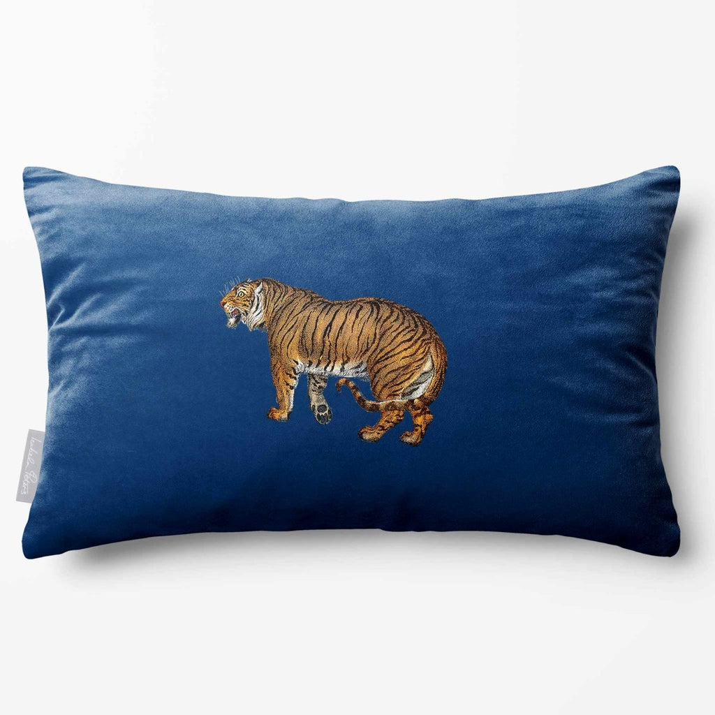Tiger | Sustainable Velvet Rectangle Cushion - Estate Blue 50 x 30 cm Standard by Izabela Peters