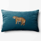 Tiger | Sustainable Velvet Rectangle Cushion - Teal 50 x 30 cm Standard by Izabela Peters