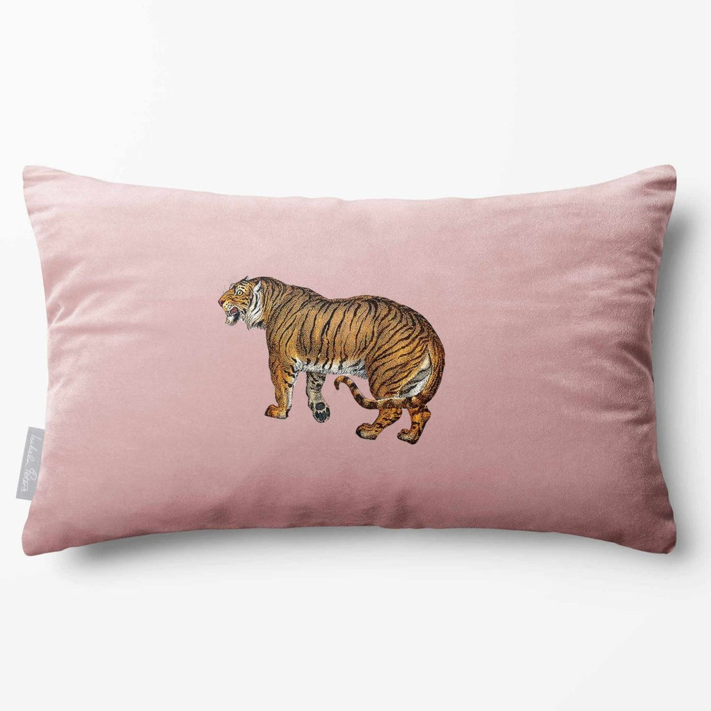 Tiger | Sustainable Velvet Rectangle Cushion - Rosewater 50 x 30 cm Standard by Izabela Peters