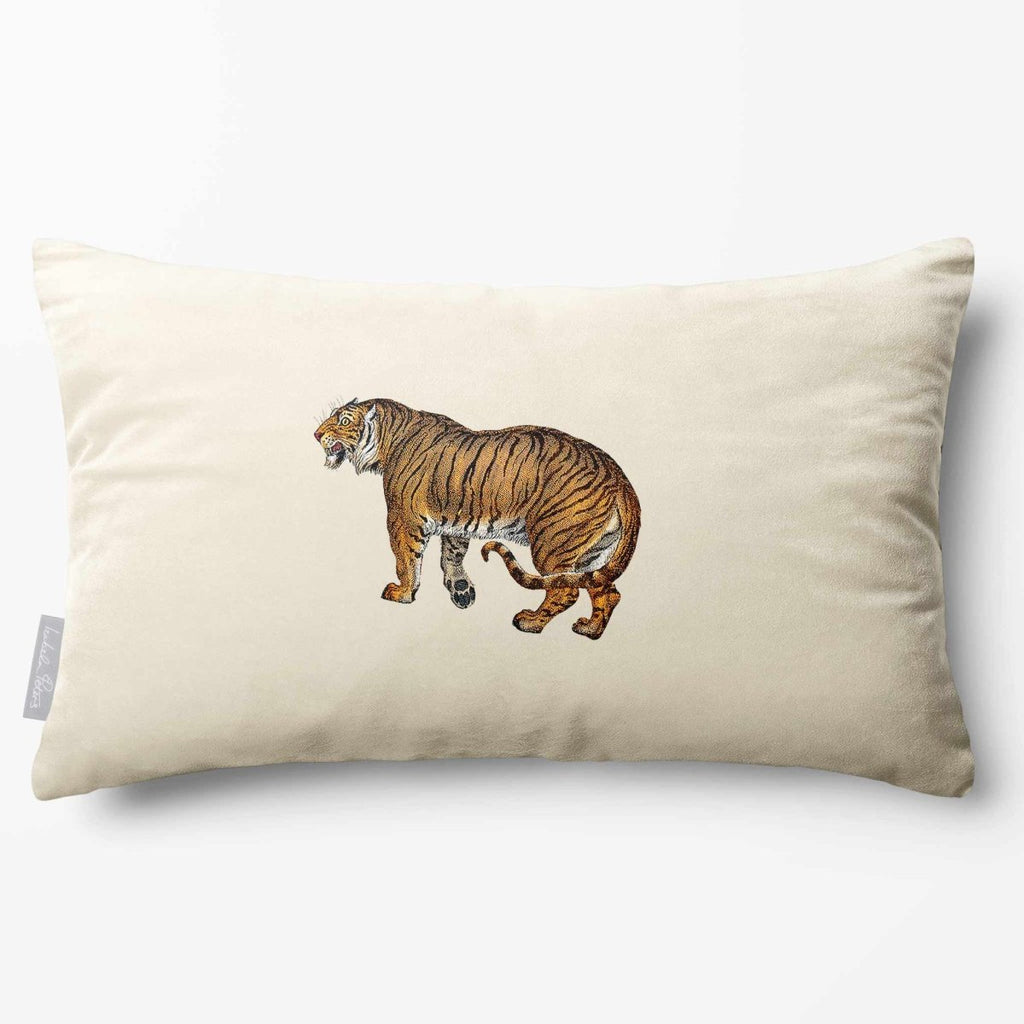 Tiger | Sustainable Velvet Rectangle Cushion - Ivory Cream 50 x 30 cm Standard by Izabela Peters