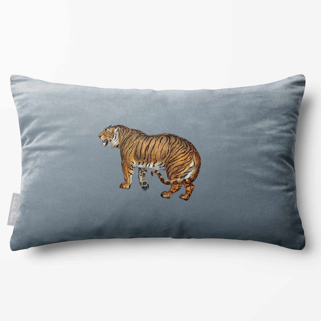 Tiger | Sustainable Velvet Rectangle Cushion - French Grey 50 x 30 cm Standard by Izabela Peters