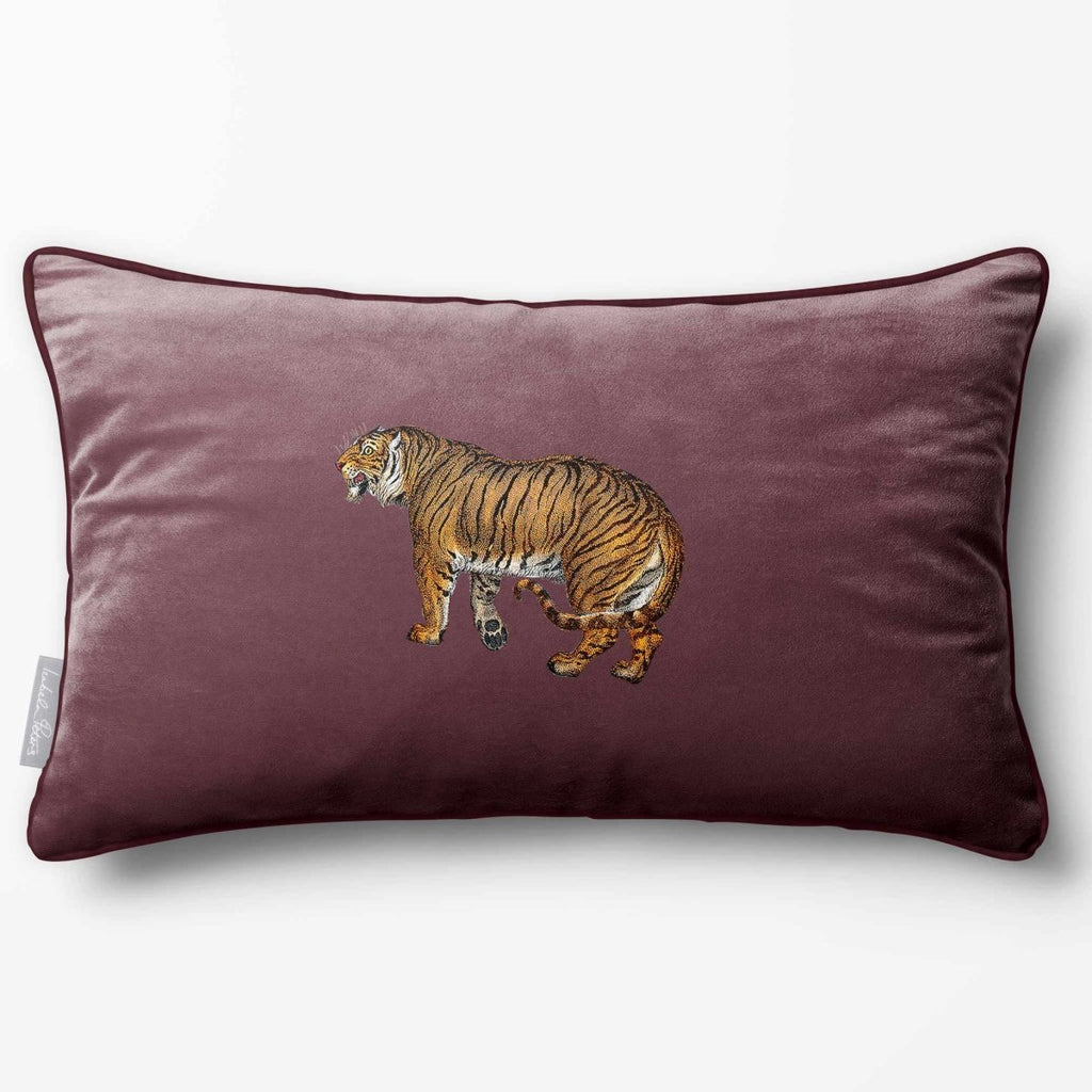 Tiger | Sustainable Velvet Rectangle Cushion - Italian Grape 50 x 30 cm Piped by Izabela Peters