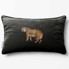 Tiger | Sustainable Velvet Rectangle Cushion - Charcoal 50 x 30 cm Piped by Izabela Peters