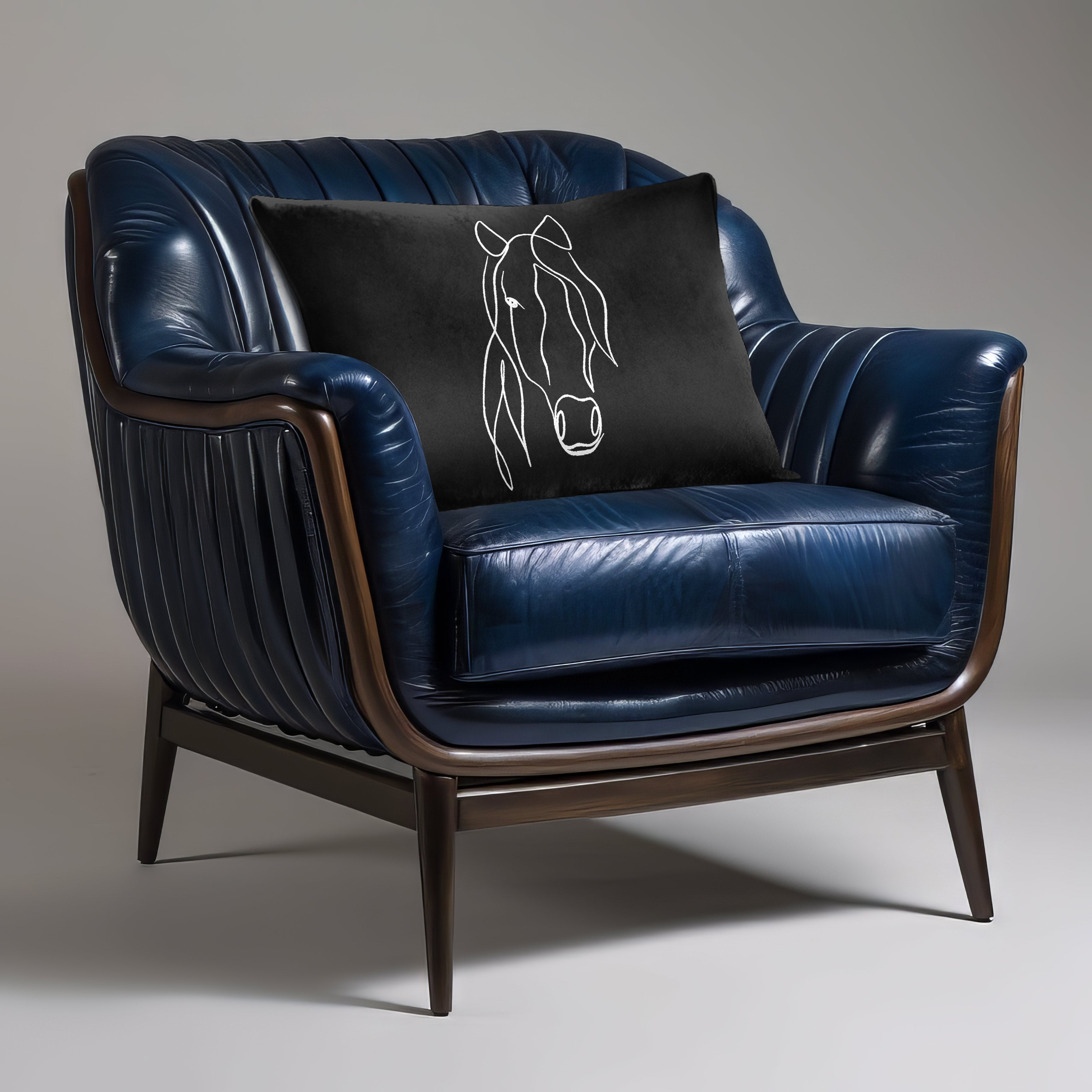 Horse | Sustainable Velvet Rectangle Cushion - Black and White 50 x 30 cm Cover Only by Izabela Peters