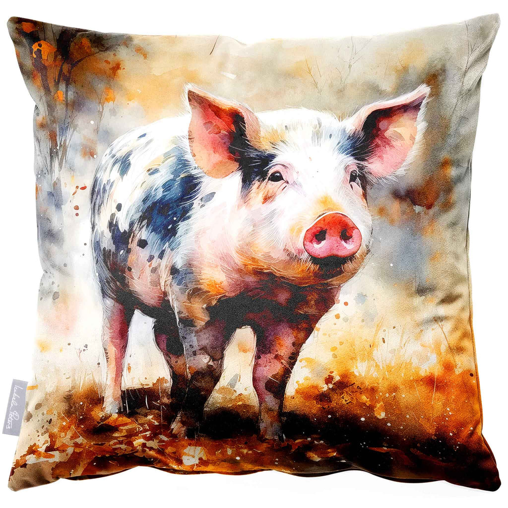 Luxury Sustainable Velvet Cushion - Pig  Izabela Peters   
