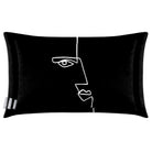 Angular Face | Sustainable Velvet Rectangle Cushion - Black and White 50 x 30 cm Cover Only by Izabela Peters