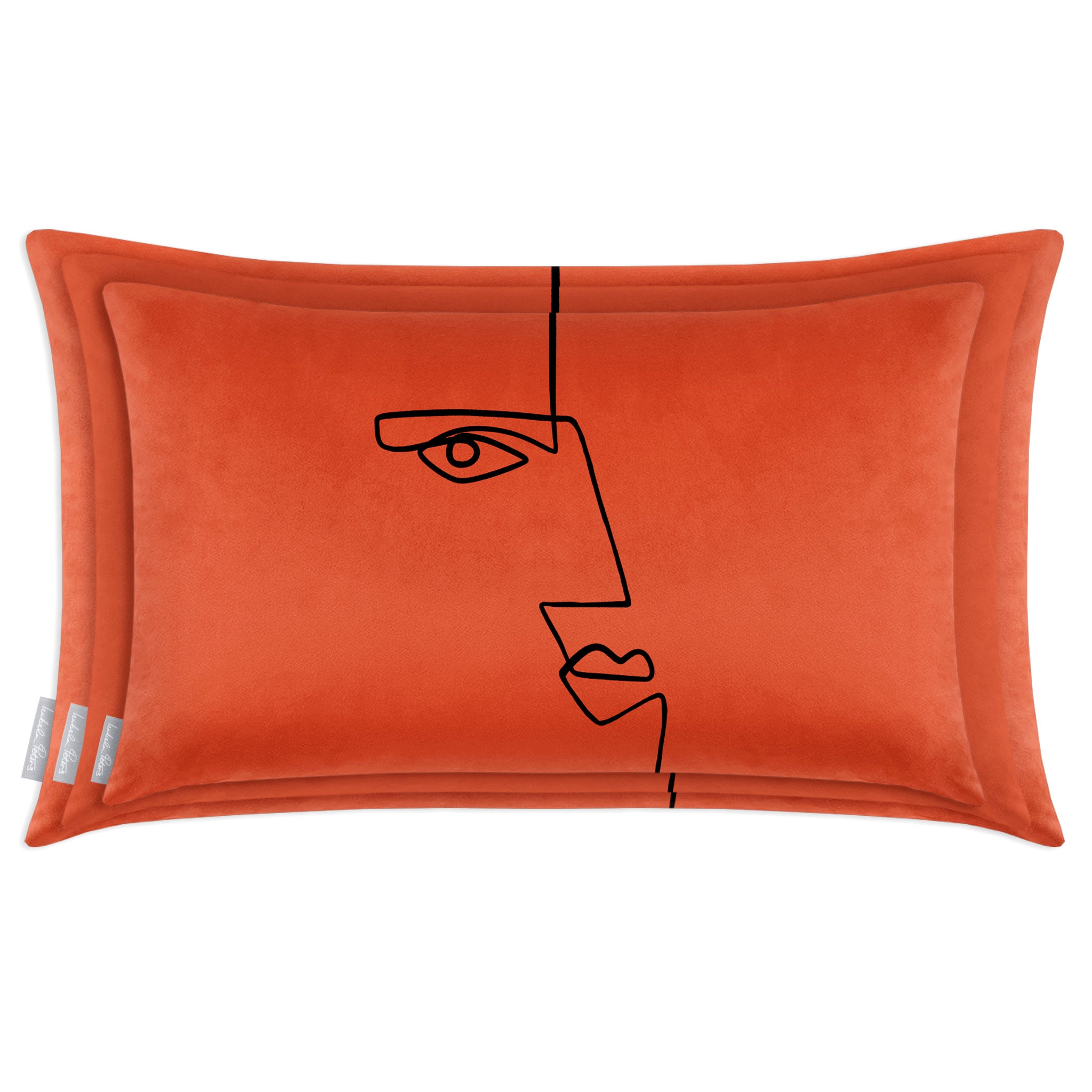 Angular Face | Sustainable Velvet Rectangle Cushion - Burnt Ochre 50 x 30 cm Cover Only by Izabela Peters