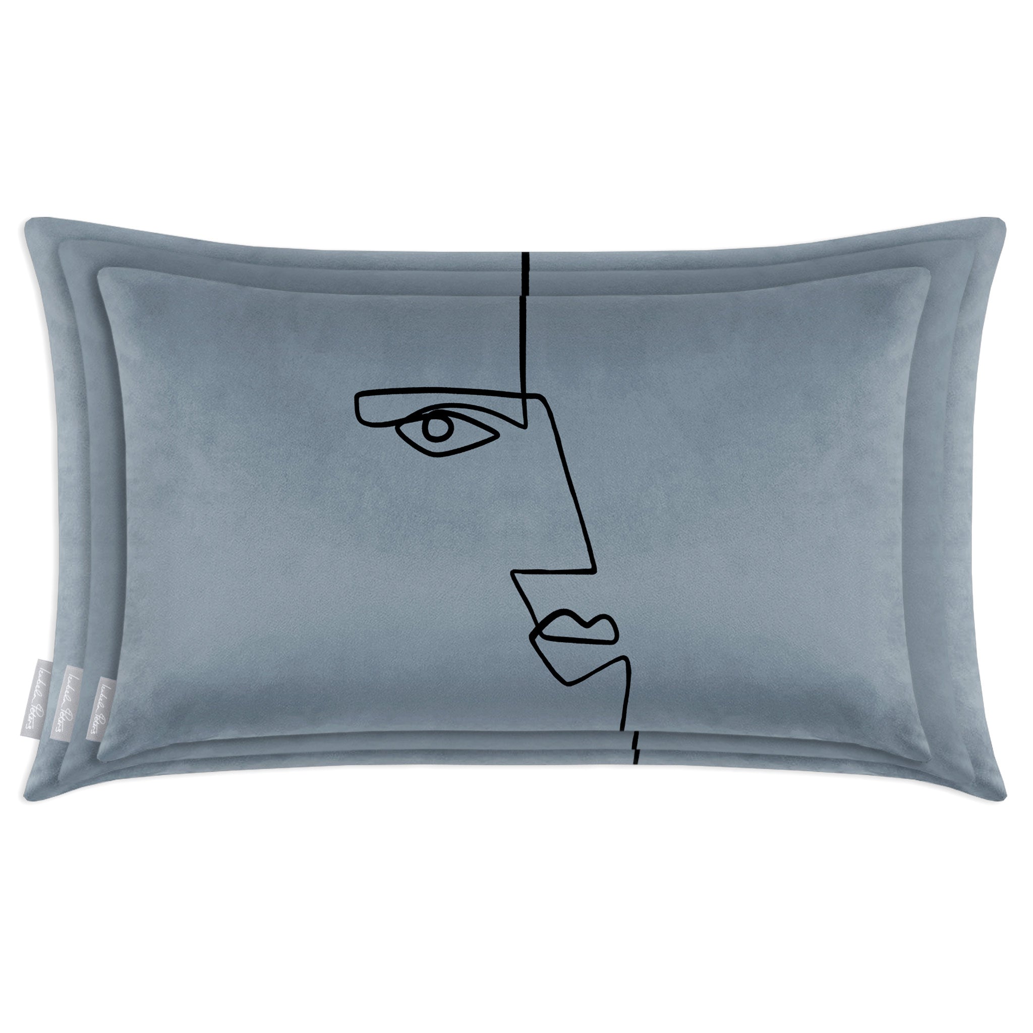 Angular Face | Sustainable Velvet Rectangle Cushion - French Grey 50 x 30 cm Cover Only by Izabela Peters