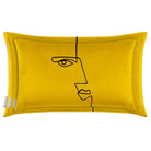 Angular Face | Sustainable Velvet Rectangle Cushion - Mustard Ochre 50 x 30 cm Cover Only by Izabela Peters