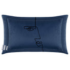 Angular Face | Sustainable Velvet Rectangle Cushion - Petrol Blue 50 x 30 cm Cover Only by Izabela Peters