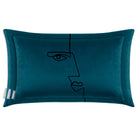 Angular Face | Sustainable Velvet Rectangle Cushion - Teal 50 x 30 cm Cover Only by Izabela Peters