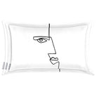 Angular Face | Sustainable Velvet Rectangle Cushion in White and Black 50 x 30 cm Cover Only | Izabela Peters