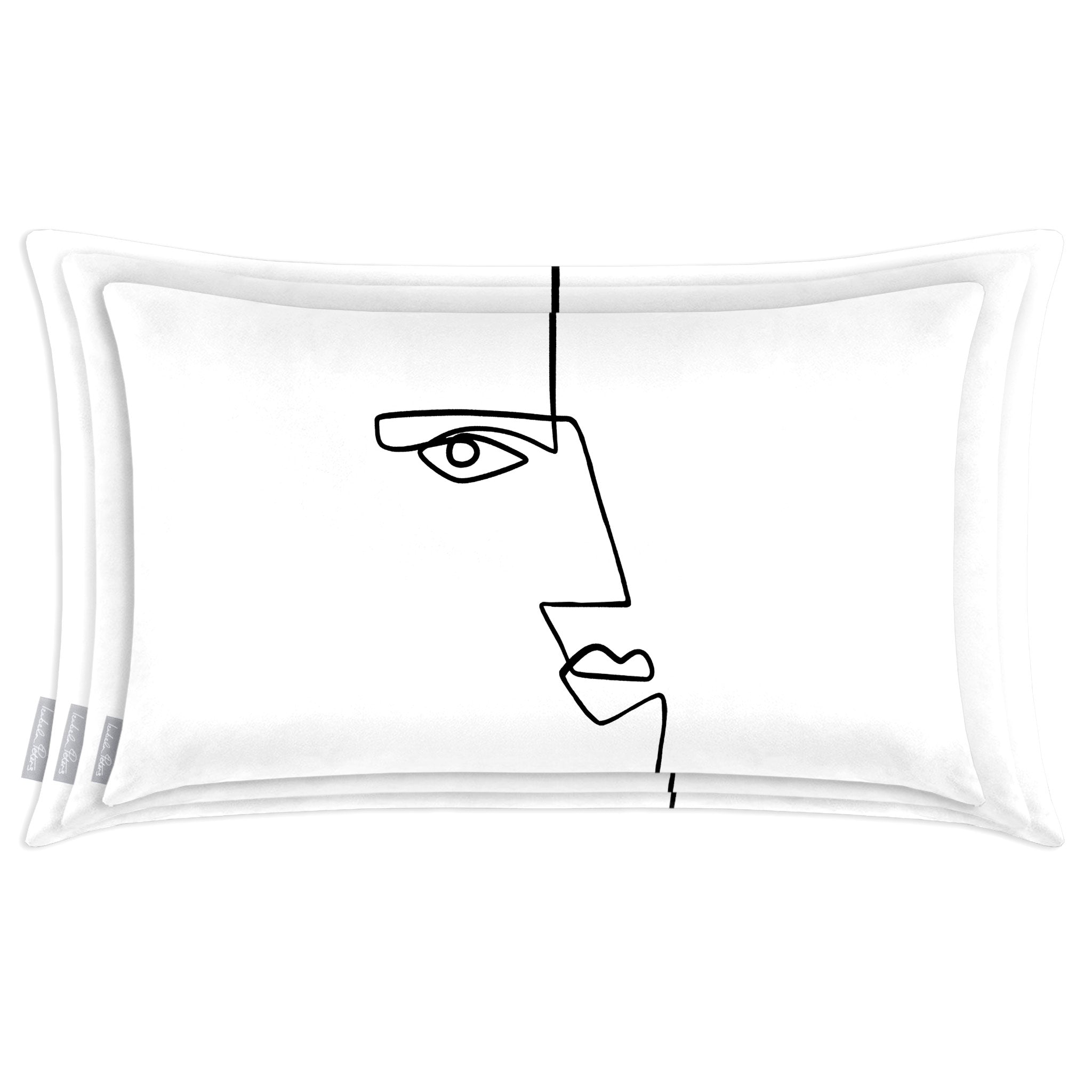 Angular Face | Sustainable Velvet Rectangle Cushion in White and Black 50 x 30 cm Cover Only | Izabela Peters