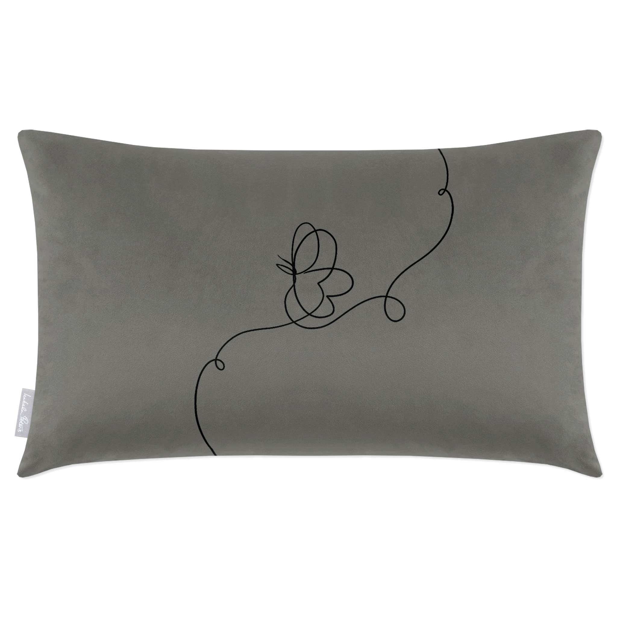 Butterfly | Sustainable Velvet Rectangle Cushion - Beluga 50 x 30 cm Cover Only by Izabela Peters