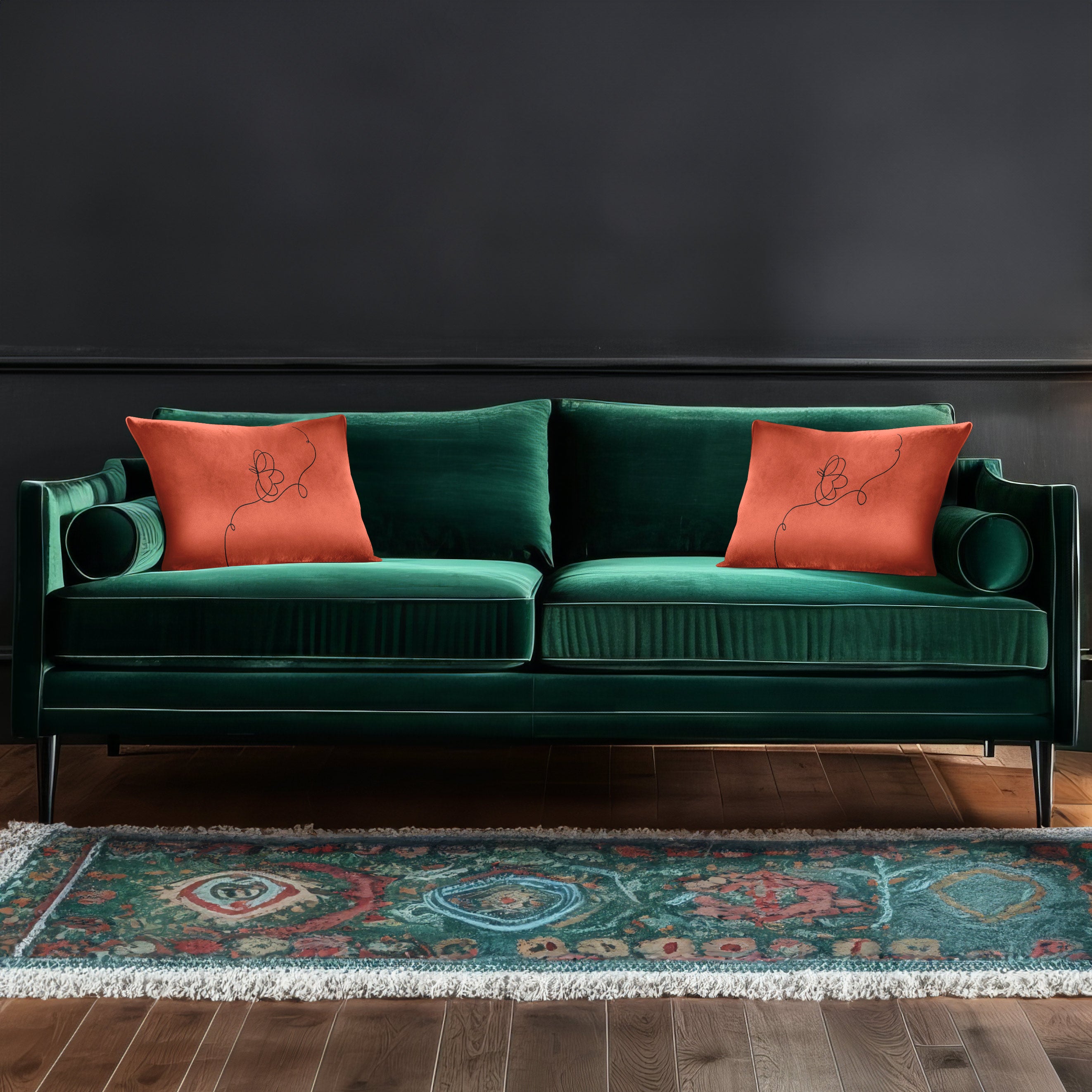 Butterfly | Sustainable Velvet Rectangle Cushion - Burnt Ochre 50 x 30 cm Cover Only by Izabela Peters