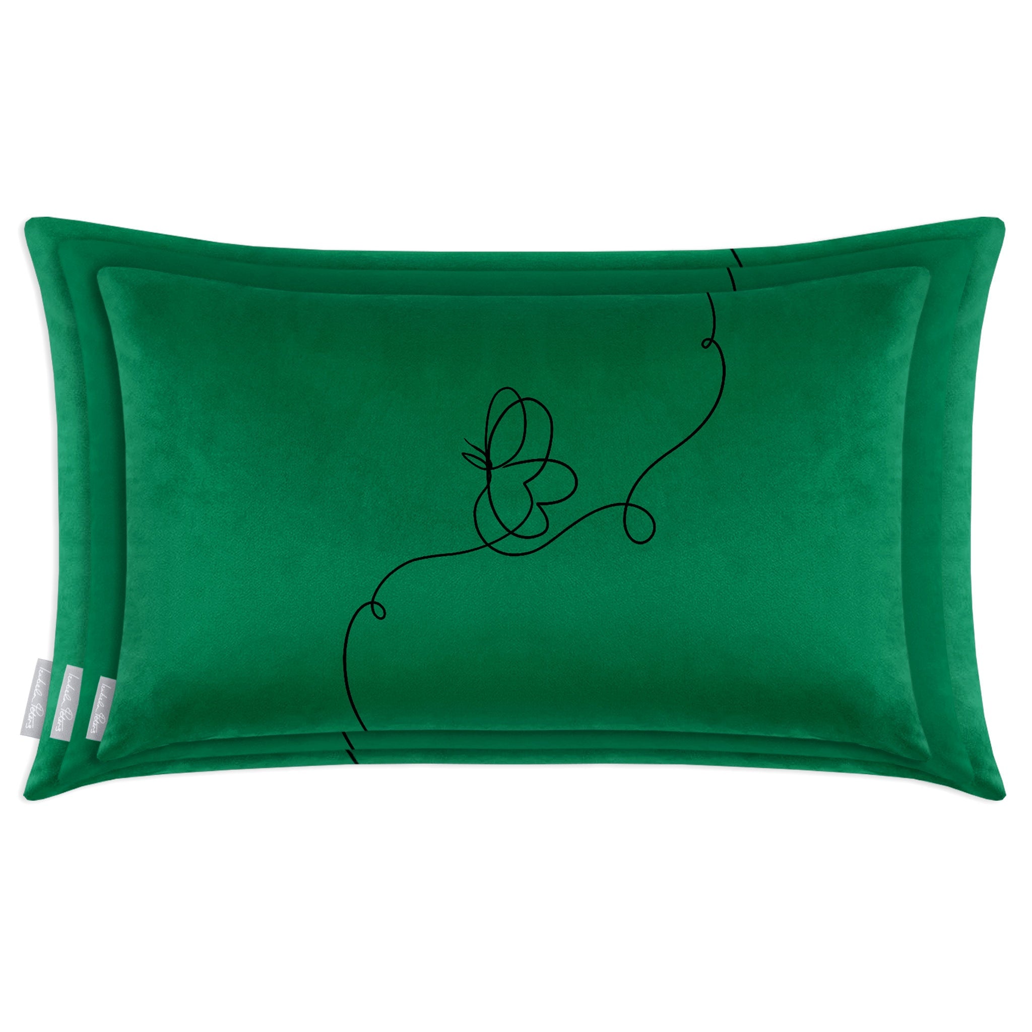 Butterfly | Sustainable Velvet Rectangle Cushion - Emerald Green 50 x 30 cm Cover Only by Izabela Peters