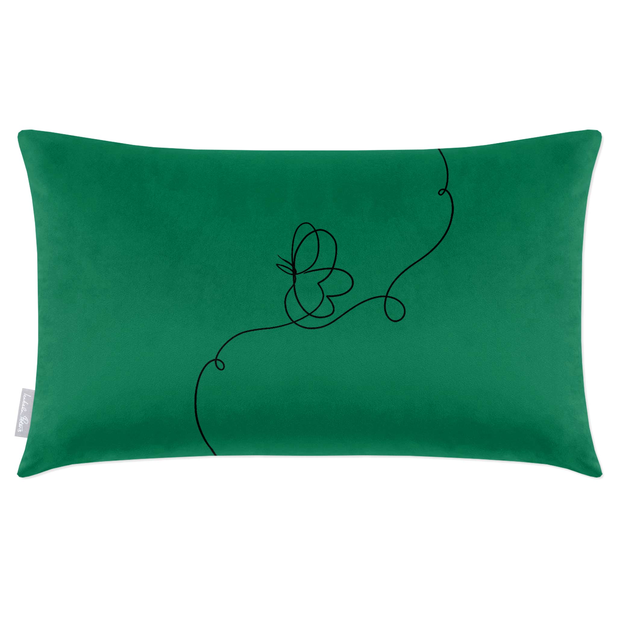 Butterfly | Sustainable Velvet Rectangle Cushion - Emerald Green 50 x 30 cm Cover Only by Izabela Peters