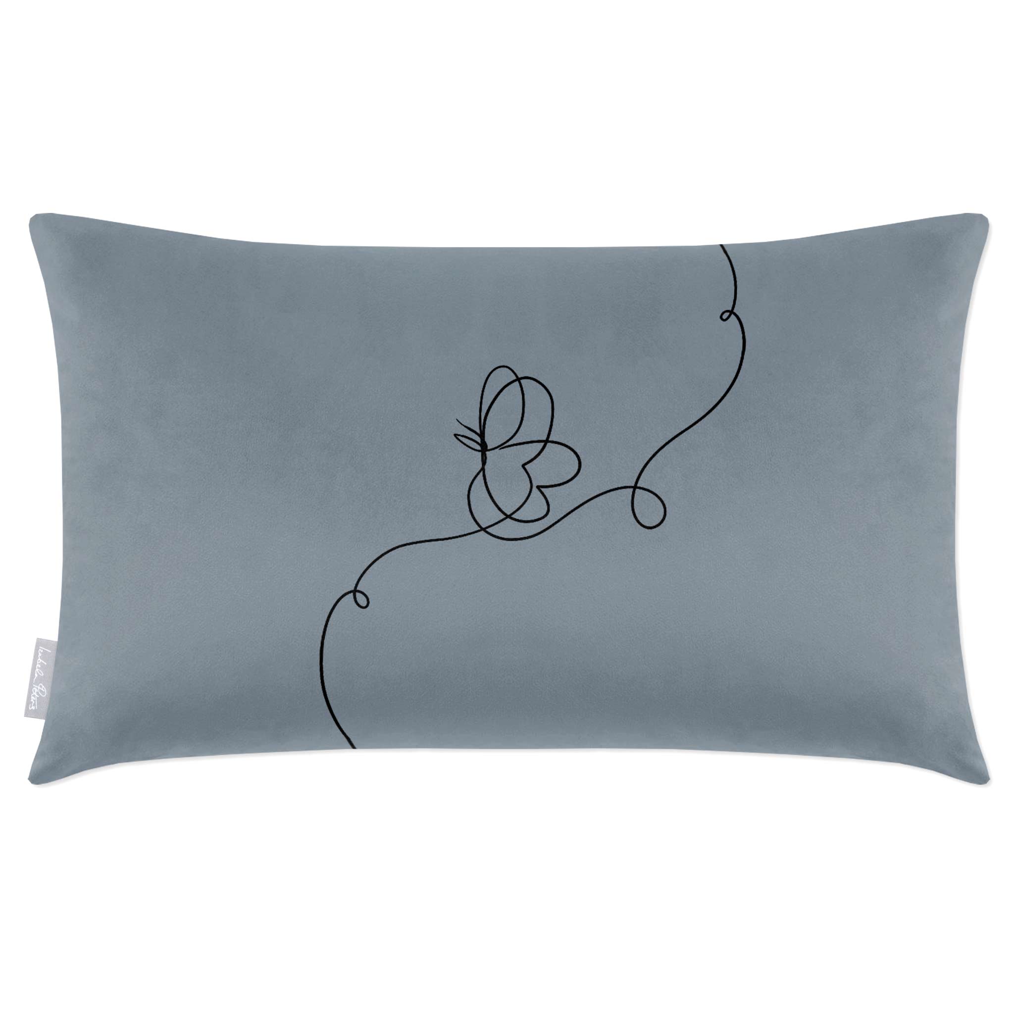 Butterfly | Sustainable Velvet Rectangle Cushion in French Grey 50 x 30 cm Cover Only | Izabela Peters