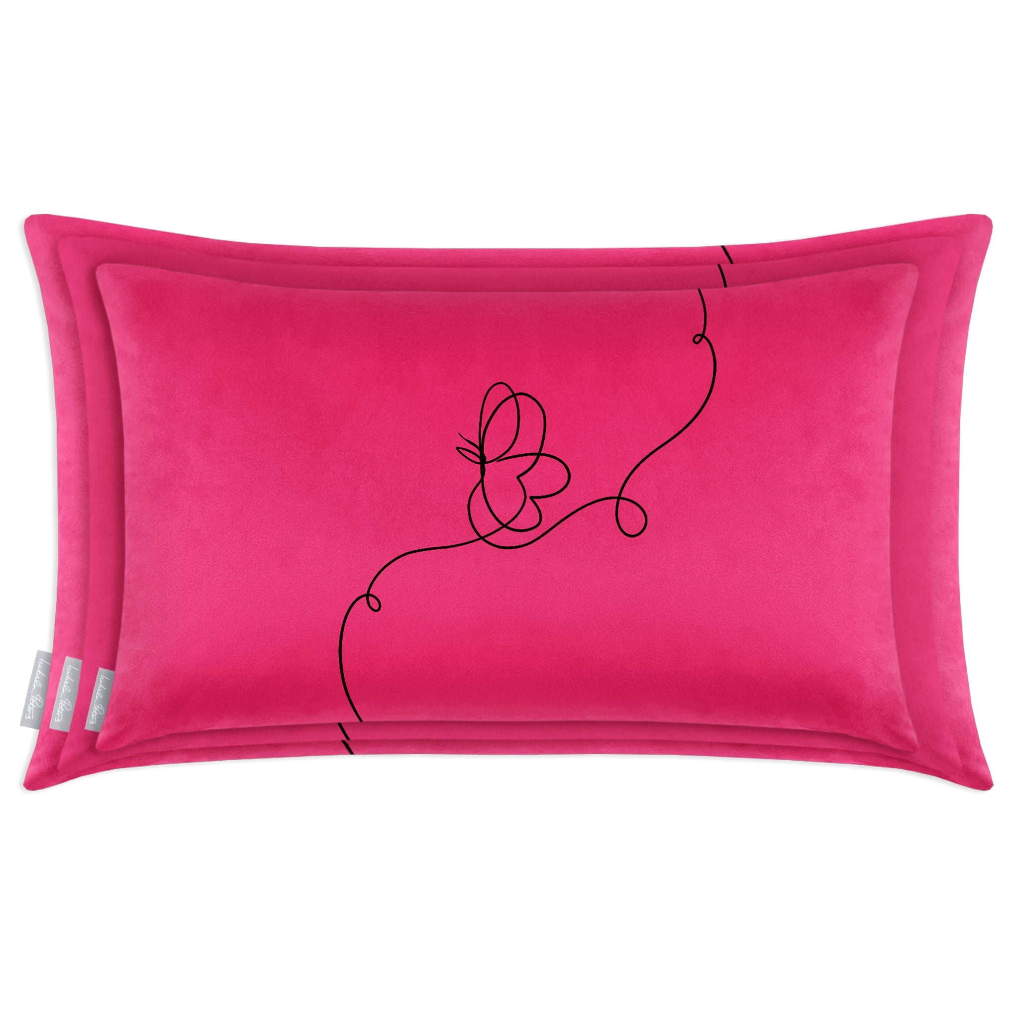 Butterfly | Sustainable Velvet Rectangle Cushion - Hot Pink 50 x 30 cm Cover Only by Izabela Peters