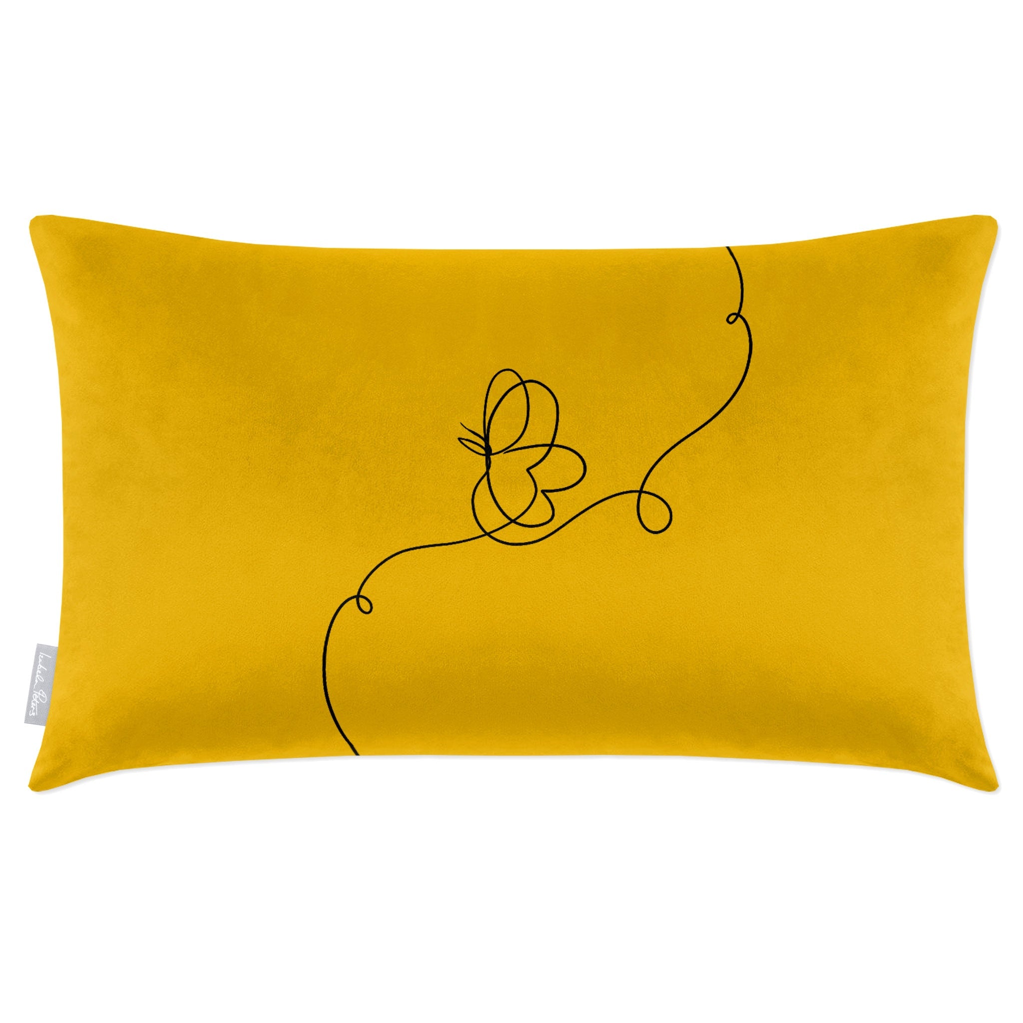 Butterfly | Sustainable Velvet Rectangle Cushion - Mustard Ochre 50 x 30 cm Cover Only by Izabela Peters