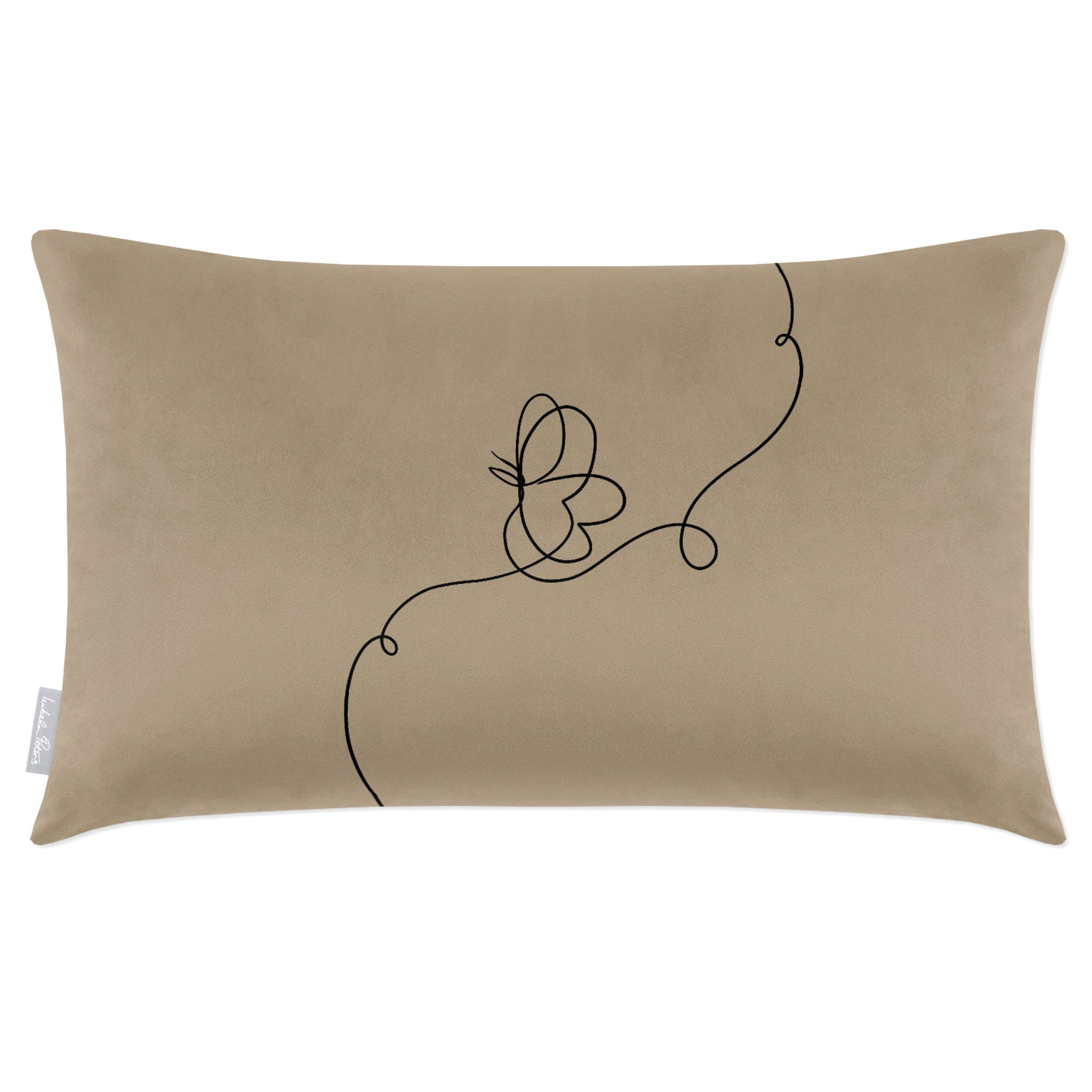 Butterfly | Sustainable Velvet Rectangle Cushion - Taupe 50 x 30 cm Cover Only by Izabela Peters