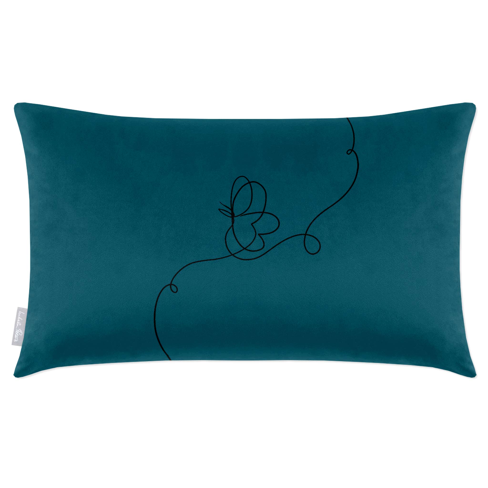 Butterfly | Sustainable Velvet Rectangle Cushion - Teal 50 x 30 cm Cover Only by Izabela Peters
