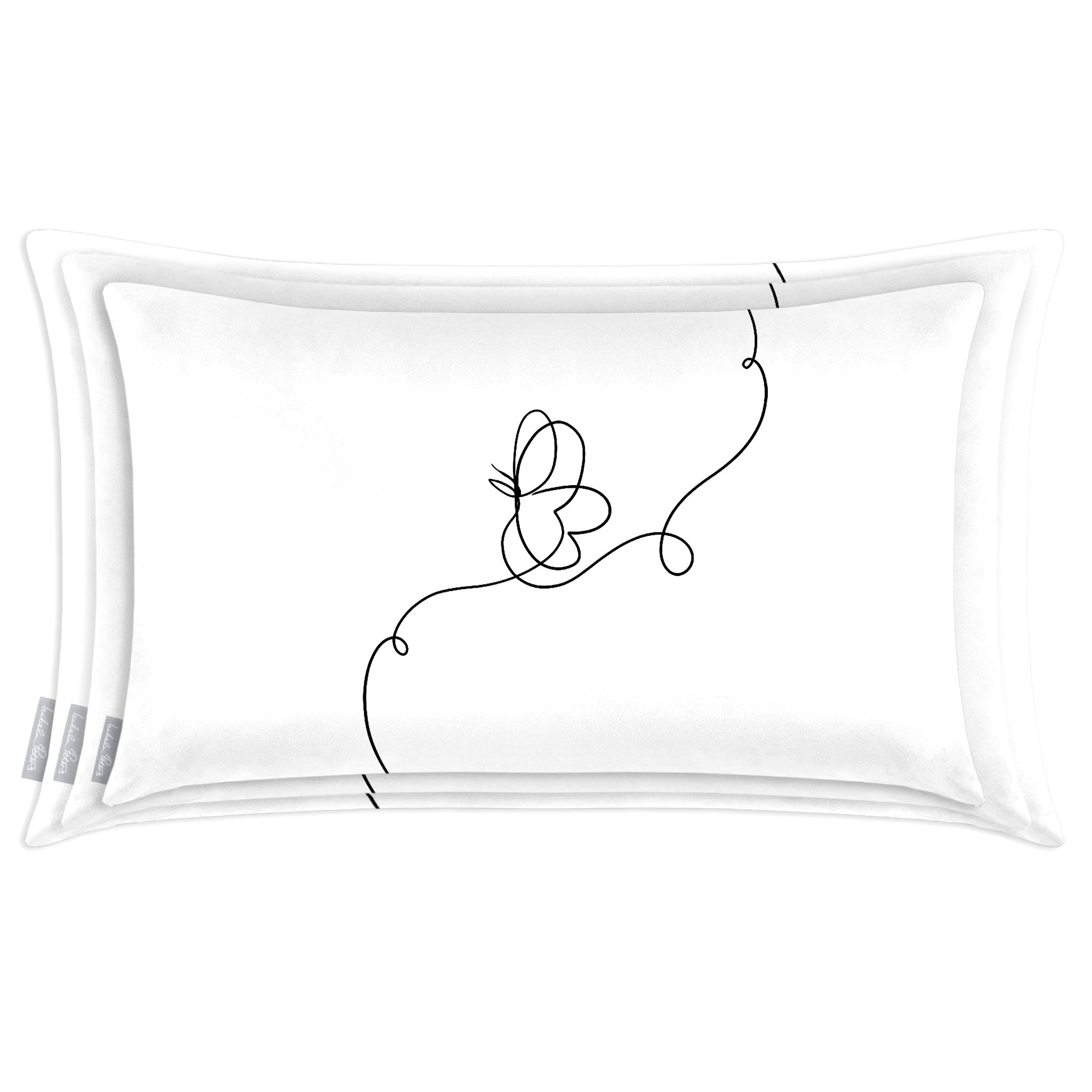 Butterfly | Sustainable Velvet Rectangle Cushion - White and Black 50 x 30 cm Cover Only by Izabela Peters