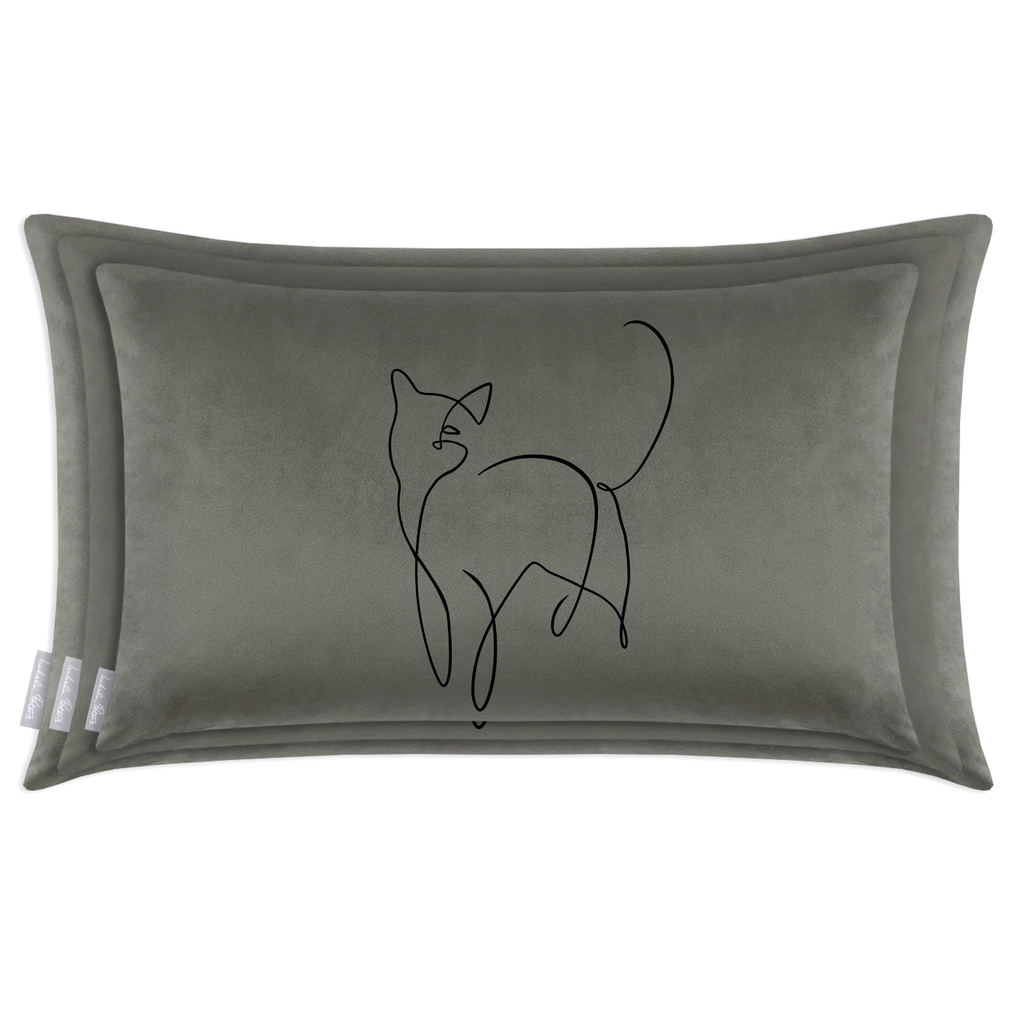 Cat | Sustainable Velvet Rectangle Cushion - Beluga 50 x 30 cm Cover Only by Izabela Peters